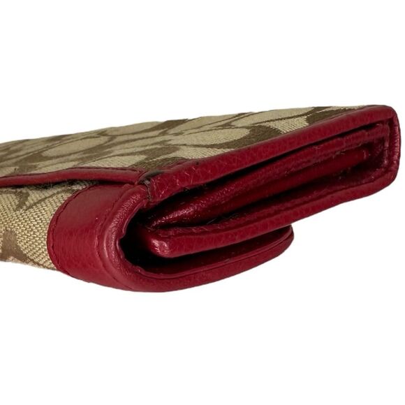 |EUC| COACH Signature C Canvas Red Leather Trim Kisslock Wallet - Picture 6 of 10
